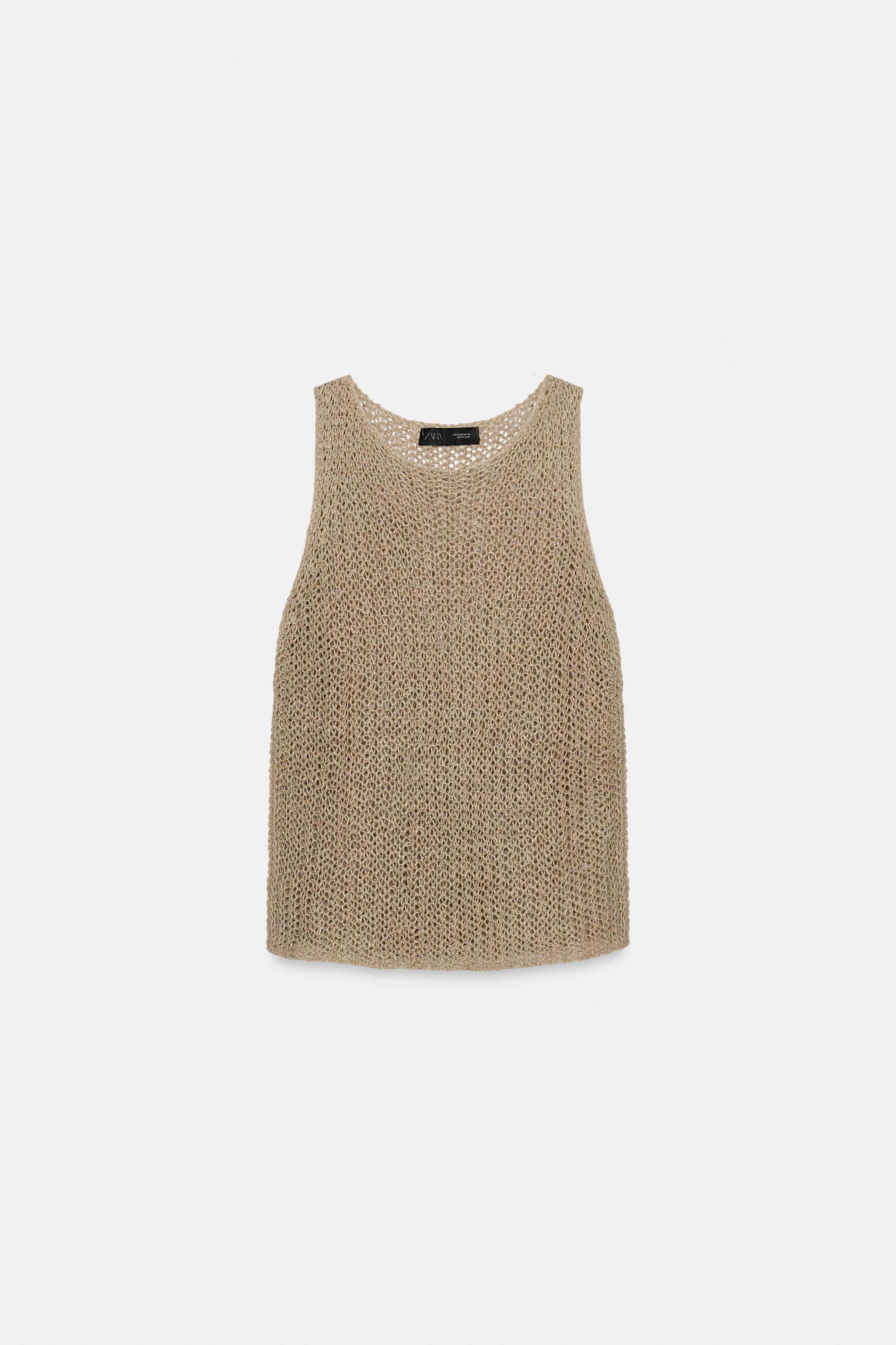 TOP EN MAILLE AJOURÉE 100% LIN